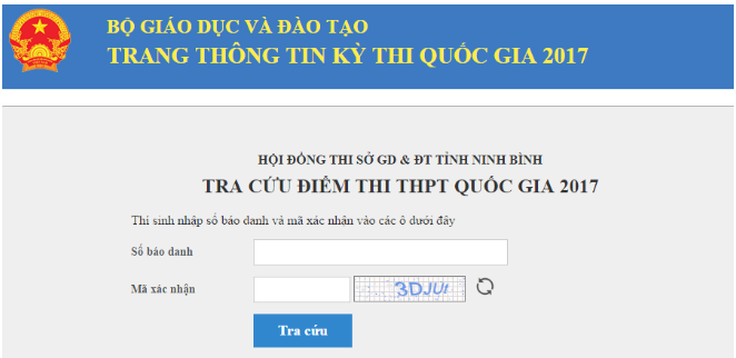 Cổng thông tin tra cứu điểm thi của các Sở